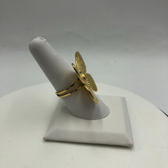 18K Gold Plated Butterfly Women's Statement Ring Open Back Insect Jewelry - Picture 6 of 12